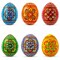 Set of 6 Pearlized Ukrainian Pysanky Wooden Easter Eggs 2.5 Inches